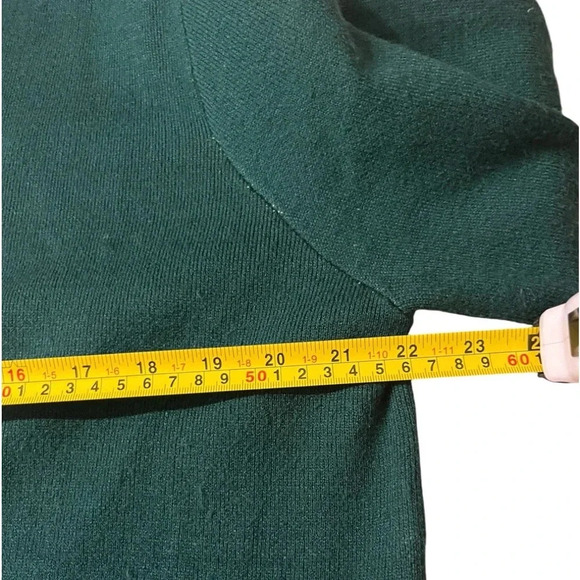 OLIVER BY ESCIO OPEN FRONT CARDIGAN SWEATER SIZE L GREEN/IVORY - Picture 6 of 7